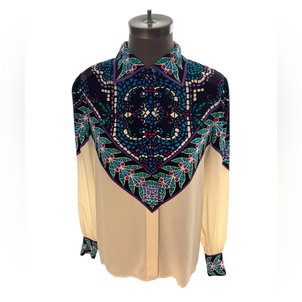 Adriana Papell Silk Cowgirl Blouse Size 6 Vintage